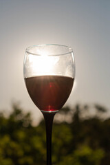 Red wine with the sunset