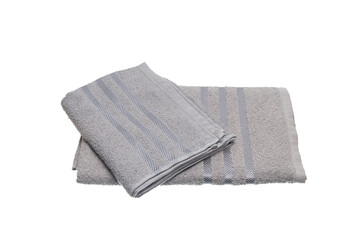stack of grey towels isolated on white.