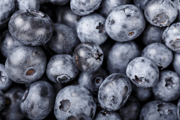 Fresh Blueberry Background. Texture blueberry berries close up. Various fresh summer berries Concept of healthy and dieting eating.