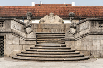 Obraz premium Fountain in the Art Nouveau spa facility Sprudelhof, Bad Nauheim