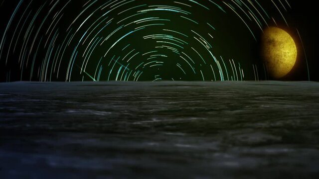 star streak trail with landscape beach loop animation