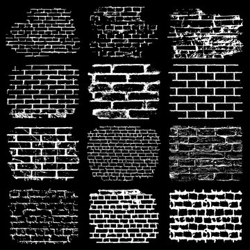 White Brick Wall Texture Vector Set