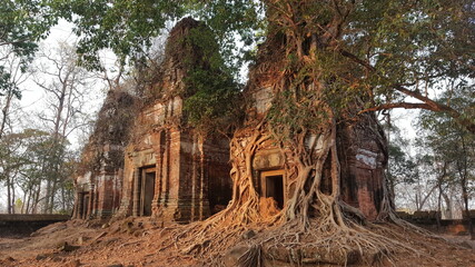Cambodia. Prasat Pram temple. Koh Ker city.The Hindu temple was built at the beginning of the 10th...