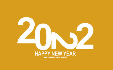 2022, carte de vœux, sur fond doré 