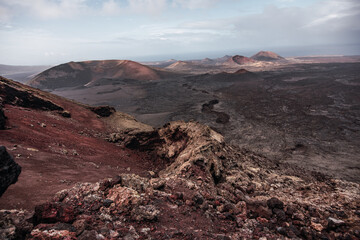 Overview of the volcanic area of ​​the Timanfaya Natural Park, in Lanzarote © NoemiEscribano