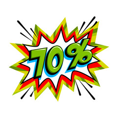 Comic green sale bang balloon - Pop art style discount promotion banner. Vector illustration