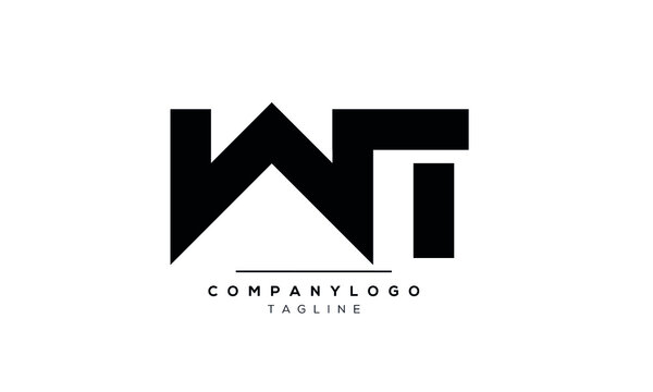 Abstract Letter Initial WT or TW Vector Logo Design Template