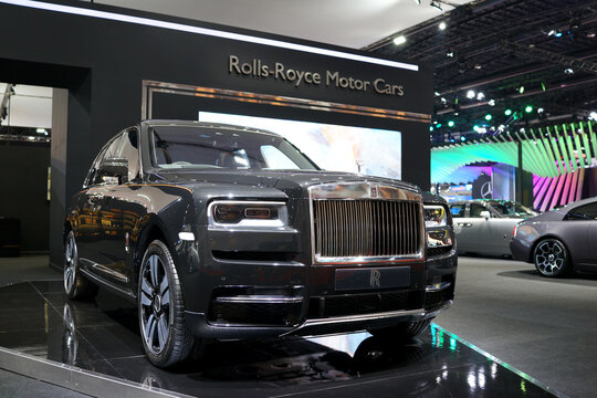 Rolls-Royce cars show Bangkok Motor Show. Rolls-Royce Motor Cars Limited is a British luxury automobile maker. A wholly-owned subsidiary of German group BMW since 1998 BANGKOK, THAILAND - 6 APR 2019.