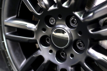 Close up rims detail from a luxury sport car