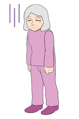 やる気のないシニア女性　イラスト