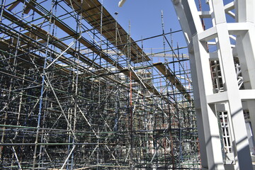 Platform for a canopy works. Oman city. A new civil construction site Building in Oman. Muscat, Oman