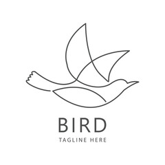 One line bird logo vector