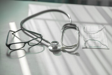 stethoscope on a medical background