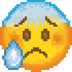 Pixel emoji. emoticon. Vector sad face. Sad face. Unhappy. Cute emoticon isolated on white background.