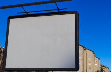 blank billboard on blue sky background