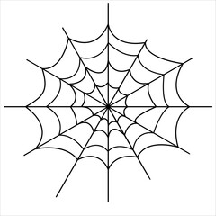 Spider web icon vector illustration. Outline cobweb for Halloween party designs. Trick or treat element.