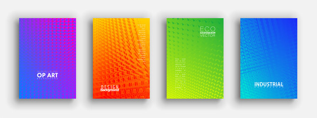 Minimal covers design. Colorful halftone gradients