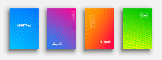 Minimal covers design. Colorful halftone gradients