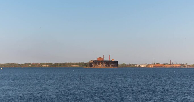 Time lapse of Historical Fort Alexander 1 Plague near the southern coast of Kronstadt.