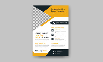 construction flyer, flyer design,  industry flyer, poster design, corporate,  vector template