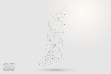 The destruction of the abstract font of English letters is made up of triangles, lines, points and connections. Vector illustration EPS 10.