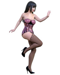 Tall sexy woman white corset.