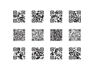Fototapeta premium Set of qr codes for your design. Black qr code isolated on whit background. Vector illustration