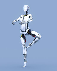 Robot woman. White metal droid. Artificial Intelligence.