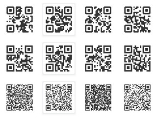 Fototapeta premium Set of qr codes for your design. Black qr code isolated on whit background. Vector illustration