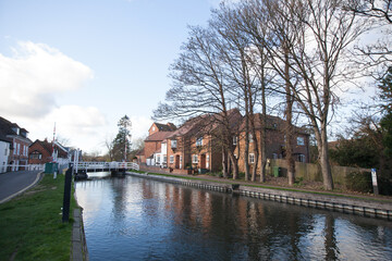 Fototapeta na wymiar Views of Newbury Lock at W Mills in Newbury, West Berkshire in the United Kingdom