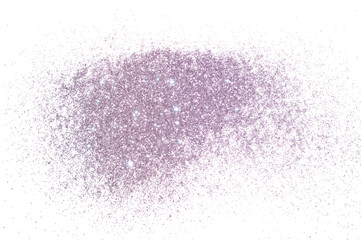 Purple glitter sparkles on white background