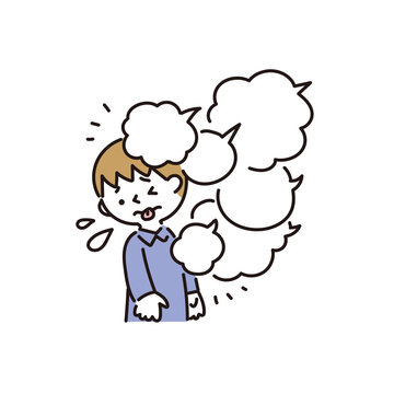 recommend clip art: たくさんの言葉を浴びせられてうんざりしながらも我慢する男の子