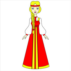 Fototapeta premium Russian girl in a red traditional dress.