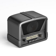 Obraz premium black vintage retro radio isolated - 3d render