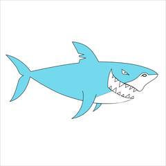 Vector blue shark with big scratches