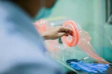 Modular Swab Unit for screening coronavirus infected patient in the hospital.Coronavirus and covid19 concept.