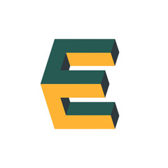 Letter CC E logo with 3d isometric effect