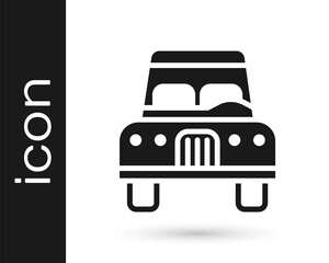 Black Car icon isolated on white background. Front view. Vector.