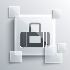 Grey Sport bag icon isolated on grey background. Square glass panels. Vector.