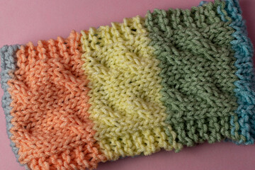 multi coloured cable knit hand made winter headband 
