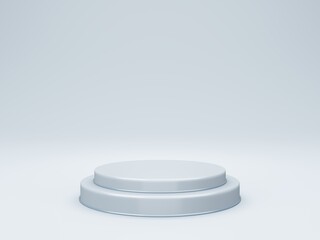 3d round podium or pedestal with empty studio room, minimal product background, template mock up for display, geometric shape