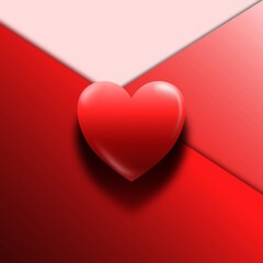 Heart shape with light and shadow of mockup and realistically style on red and pink vector background.