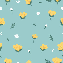 Vector illustration seamless floral pattern. Flowers background for cosmetics packaging.