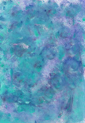 Fototapeta na wymiar Abstract background hand-painted texture, watercolor, splashes, drops of paint, paint strokes. Light blue and turquoise color.The texture of stone, marble for backgrounds, wallpapers, covers