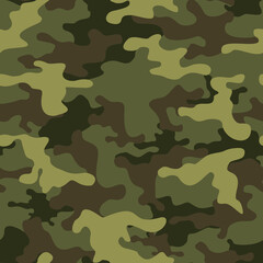 Camouflage seamless pattern texture green. Abstract modern vector military camo backgound. Vector illustration.