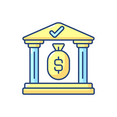 Treasury RGB color icon. Government department related to finance and taxation. Location where precious items are kept. Isolated vector illustration