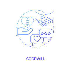 Goodwill concept icon. Intangible assets type idea thin line illustration. Acquiring existing business. Non-physical asset. One company purchase by another. Vector isolated outline RGB color drawing