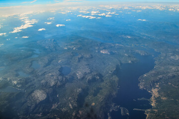View above Norway from airplane