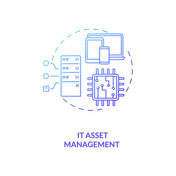 IT Asset Management Concept Icon. AM Type Idea Thin Line Illustration. Hardware, Software. Business Processes And Practices. Organization Values Information. Vector Isolated Outline RGB Color Drawing