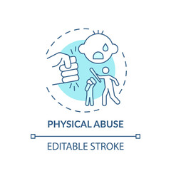 Physical abuse turquoise concept icon. Parent hit kid. Physical violence at home. Harm to children. Child safety idea thin line illustration. Vector isolated outline RGB color drawing. Editable stroke